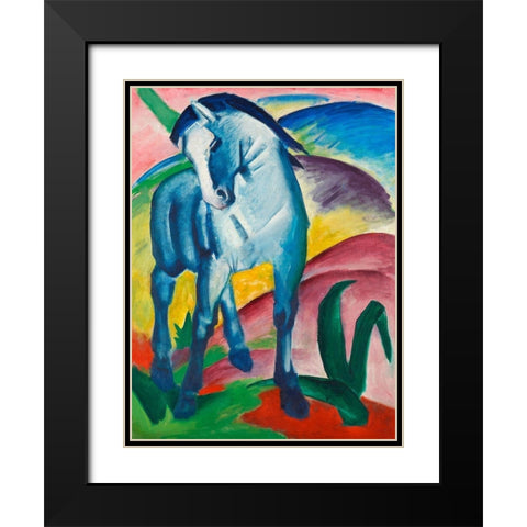 Blue Horse I Black Modern Wood Framed Art Print with Double Matting by Marc, Franz