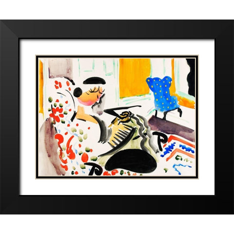 Calligraphic Interior Black Modern Wood Framed Art Print with Double Matting by Sayen, Henry Lyman