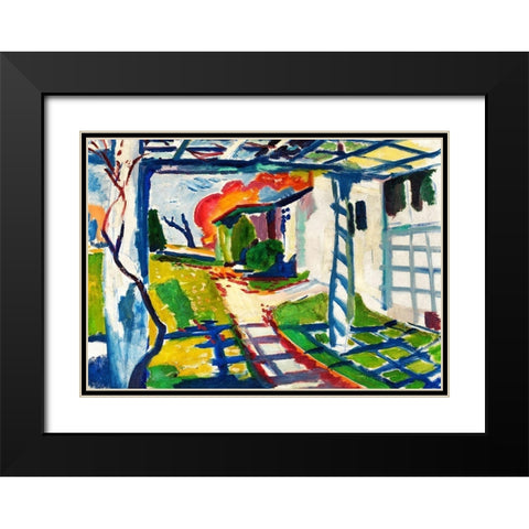 Grape Arbor Black Modern Wood Framed Art Print with Double Matting by Sayen, Henry Lyman