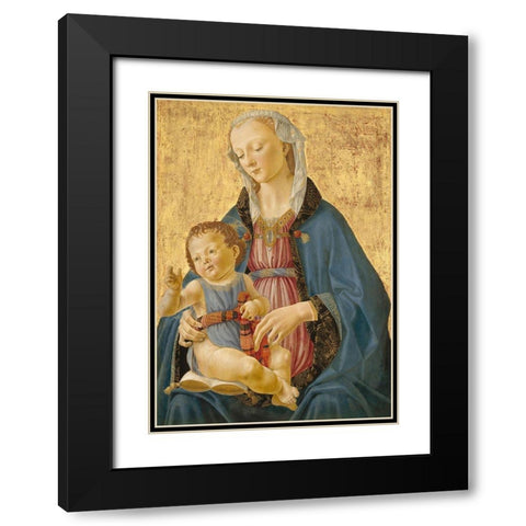 Madonna and Child Black Modern Wood Framed Art Print with Double Matting by Ghirlandaio, Domenico
