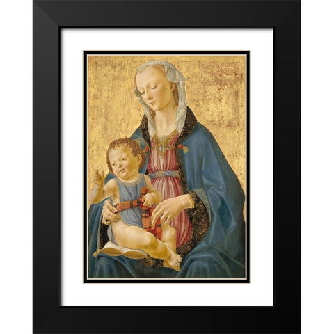 Madonna and Child Black Modern Wood Framed Art Print with Double Matting by Ghirlandaio, Domenico