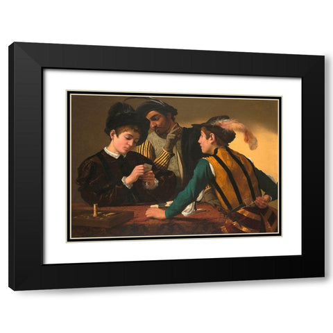 I bari Black Modern Wood Framed Art Print with Double Matting by Caravaggio