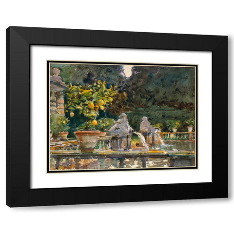 Villa di Marlia, Lucca (A Fountain) Black Modern Wood Framed Art Print with Double Matting by Sargent, John Singer