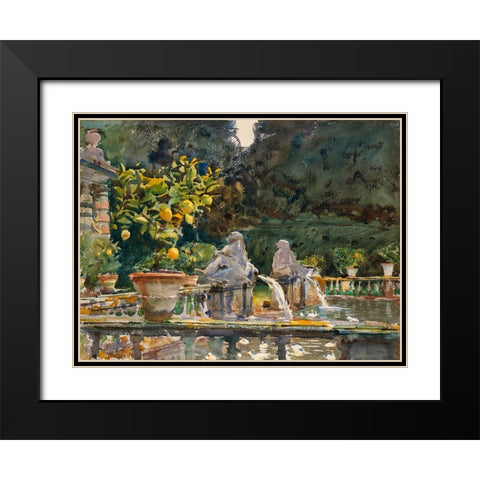 Villa di Marlia, Lucca (A Fountain) Black Modern Wood Framed Art Print with Double Matting by Sargent, John Singer