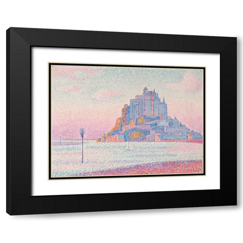 Mont Saint-Michel, Setting Sun Black Modern Wood Framed Art Print with Double Matting by Signac, Paul