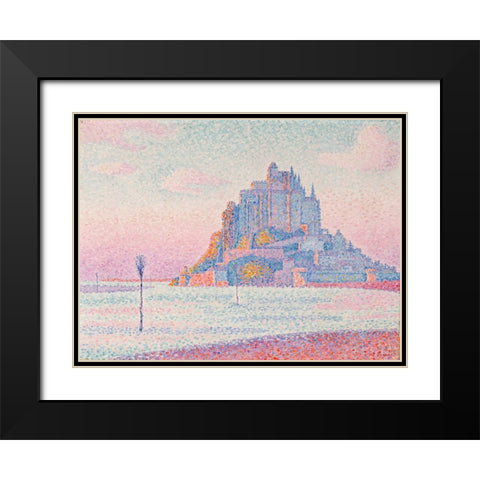 Mont Saint-Michel, Setting Sun Black Modern Wood Framed Art Print with Double Matting by Signac, Paul