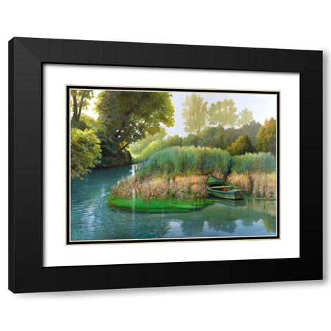 Sul fiume Black Modern Wood Framed Art Print with Double Matting by Galasso, Adriano