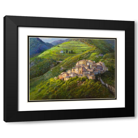 Villaggio sui monti Black Modern Wood Framed Art Print with Double Matting by Galasso, Adriano