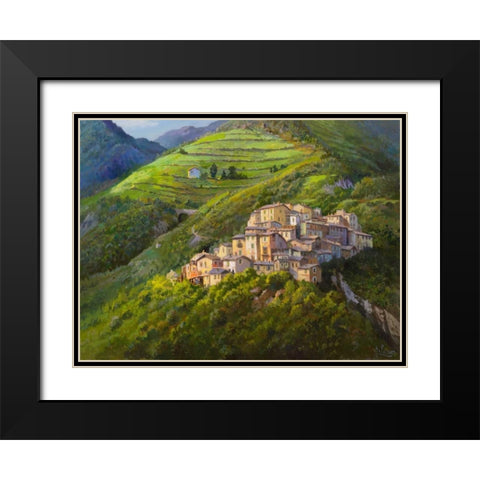 Villaggio sui monti Black Modern Wood Framed Art Print with Double Matting by Galasso, Adriano