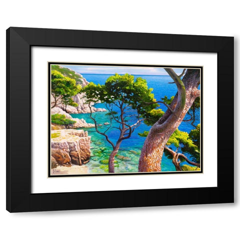 Lavandou Black Modern Wood Framed Art Print with Double Matting by Galasso, Adriano