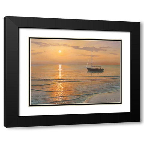 Mattino sul mare Black Modern Wood Framed Art Print with Double Matting by Galasso, Adriano