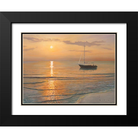 Mattino sul mare Black Modern Wood Framed Art Print with Double Matting by Galasso, Adriano