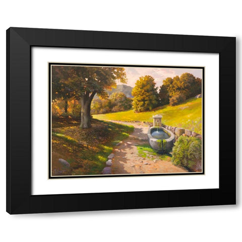 Sentiero tra i boschi Black Modern Wood Framed Art Print with Double Matting by Galasso, Adriano