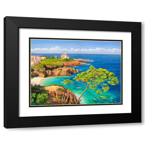 Costa del Mediterraneo Black Modern Wood Framed Art Print with Double Matting by Galasso, Adriano