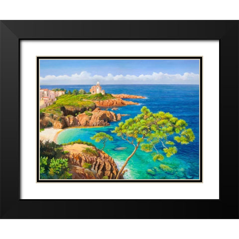 Costa del Mediterraneo Black Modern Wood Framed Art Print with Double Matting by Galasso, Adriano