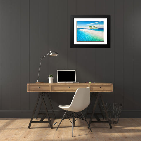 Isola tropicale Black Modern Wood Framed Art Print with Double Matting by Galasso, Adriano