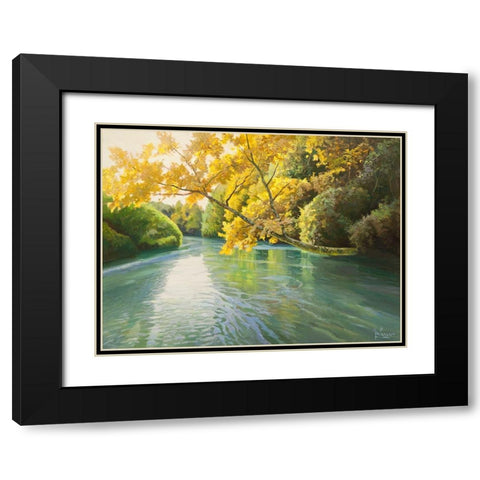 Fiume sereno Black Modern Wood Framed Art Print with Double Matting by Galasso, Adriano