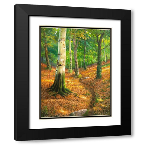 Sentiero nel bosco Black Modern Wood Framed Art Print with Double Matting by Galasso, Adriano