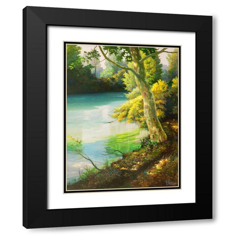 Sulla sponda del fiume Black Modern Wood Framed Art Print with Double Matting by Galasso, Adriano