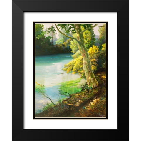Sulla sponda del fiume Black Modern Wood Framed Art Print with Double Matting by Galasso, Adriano