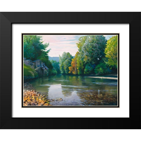 Fiume nei boschi Black Modern Wood Framed Art Print with Double Matting by Galasso, Adriano