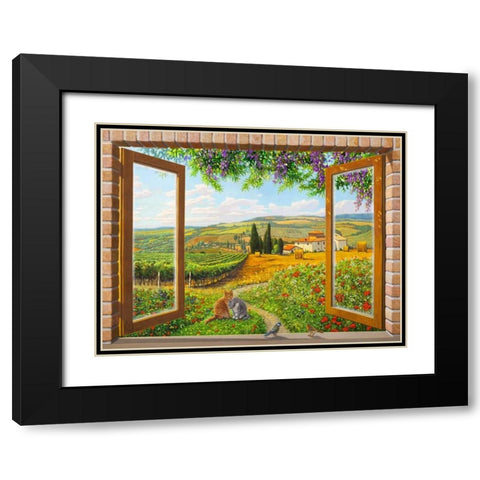 Finestra sulla campagna Black Modern Wood Framed Art Print with Double Matting by Del missier, Andrea