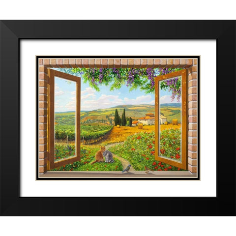 Finestra sulla campagna Black Modern Wood Framed Art Print with Double Matting by Del missier, Andrea