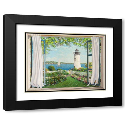 Finestra sul faro Black Modern Wood Framed Art Print with Double Matting by Del Missier, Andrea