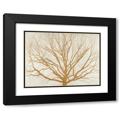 Golden Tree Black Modern Wood Framed Art Print with Double Matting by Aprile, Alessio