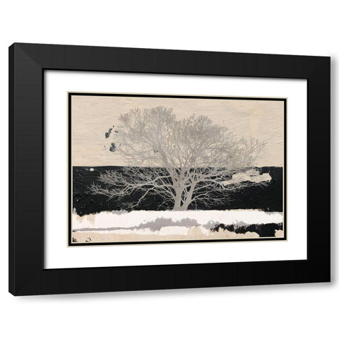 Silver Tree Black Modern Wood Framed Art Print with Double Matting by Alessio, Aprile
