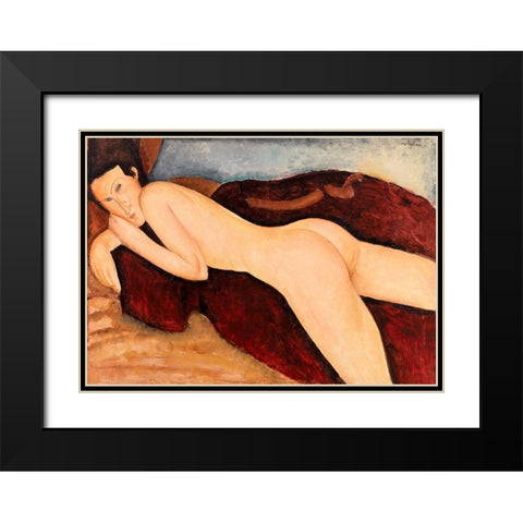 Reclining Nude from the Back Black Modern Wood Framed Art Print with Double Matting by Modigliani, Amedeo