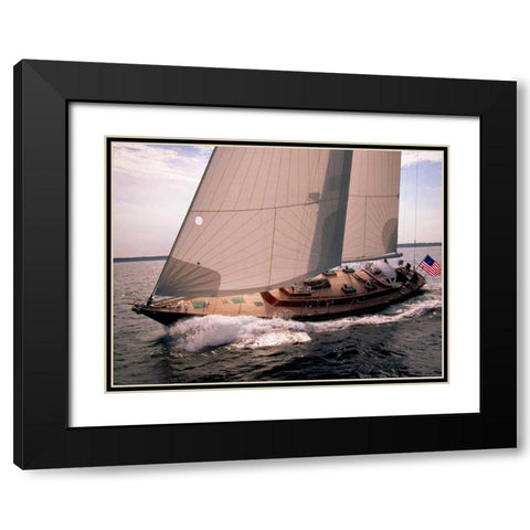 Sailboat Leaning to the Side Black Modern Wood Framed Art Print with Double Matting by Rabinowitz, Neil