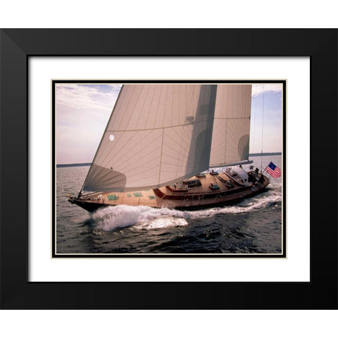 Sailboat Leaning to the Side Black Modern Wood Framed Art Print with Double Matting by Rabinowitz, Neil