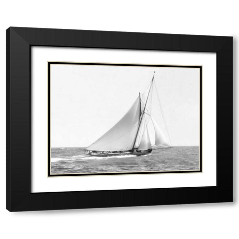 Cutter sailing on the ocean, 1910 Black Modern Wood Framed Art Print with Double Matting by Anonymous