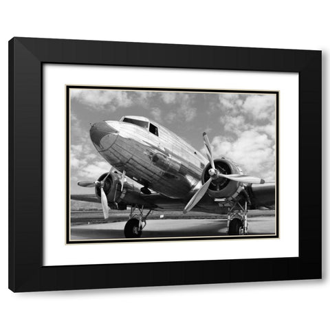 DC-3 in air field, Arizona Black Modern Wood Framed Art Print with Double Matting by Anonymous