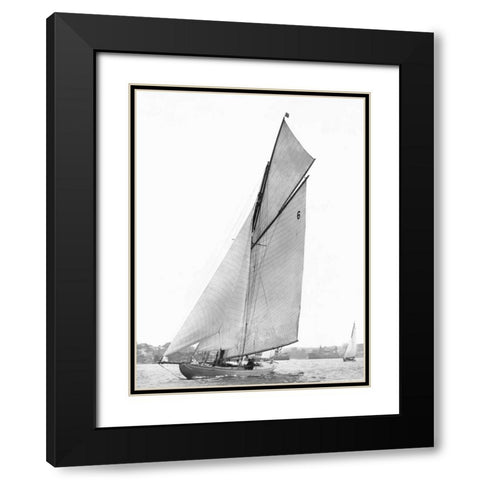 Sailing in Sydney Harbour Black Modern Wood Framed Art Print with Double Matting by Anonymous