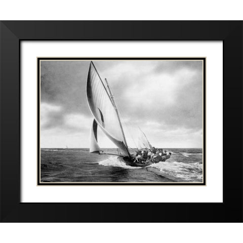 Under sail, Sydney Harbour Black Modern Wood Framed Art Print with Double Matting by Anonymous