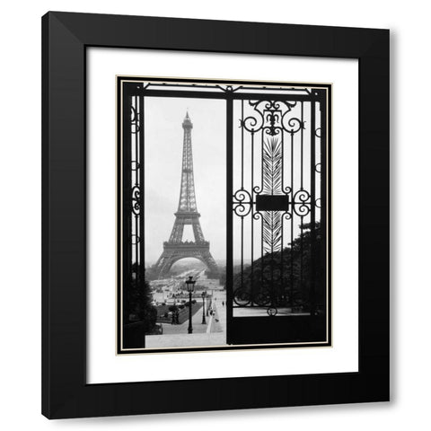 Eiffel Tower from the Trocadero Palace, Paris Black Modern Wood Framed Art Print with Double Matting by Anonymous