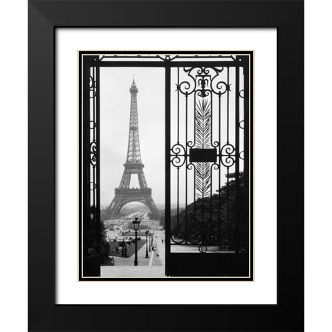 Eiffel Tower from the Trocadero Palace, Paris Black Modern Wood Framed Art Print with Double Matting by Anonymous