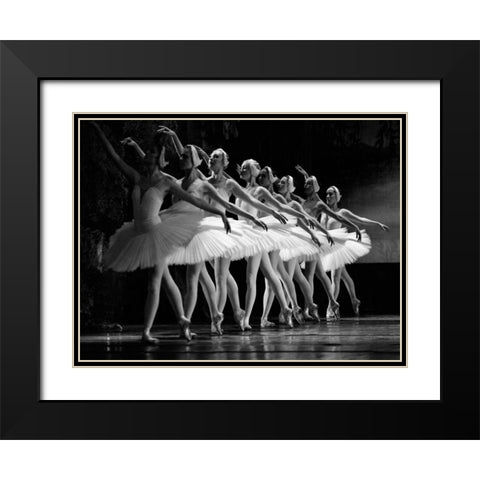 Swan Lake ballet Black Modern Wood Framed Art Print with Double Matting by Anonymous
