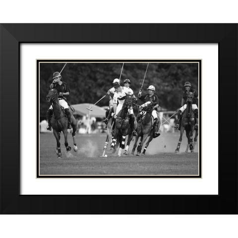 Polo players, New York Black Modern Wood Framed Art Print with Double Matting by Anonymous