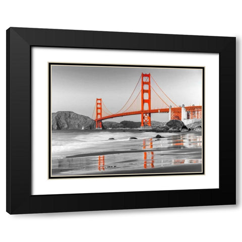 Baker beach and Golden Gate Bridge, San Francisco Black Modern Wood Framed Art Print with Double Matting by Anonymous