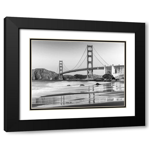 Baker beach and Golden Gate Bridge, San Francisco Black Modern Wood Framed Art Print with Double Matting by Anonymous