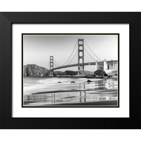 Baker beach and Golden Gate Bridge, San Francisco Black Modern Wood Framed Art Print with Double Matting by Anonymous