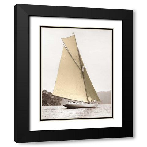 Vintage yacht Black Modern Wood Framed Art Print with Double Matting by Anonymous