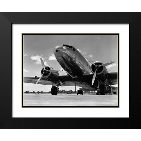 1940s Passenger Airplane Black Modern Wood Framed Art Print with Double Matting by Armstrong Roberts, H.