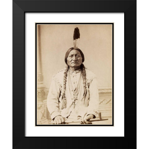 Sitting Bull- Lakota- 1885 Black Modern Wood Framed Art Print with Double Matting by Anonymous