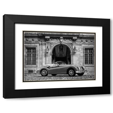 Luxury Car in front of Classic Palace (BW) Black Modern Wood Framed Art Print with Double Matting by Gasoline Images