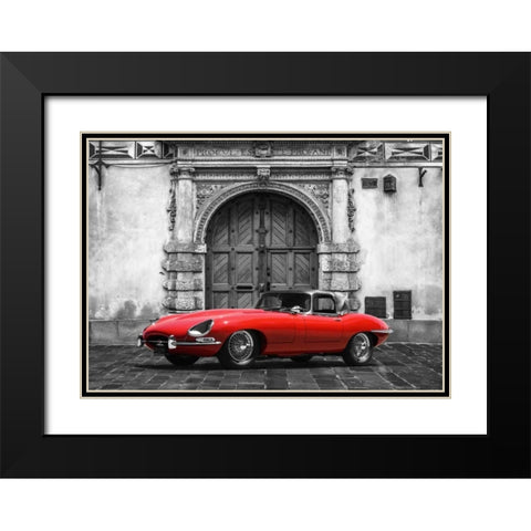 Roadster in front of Classic Palace Black Modern Wood Framed Art Print with Double Matting by Gasoline Images
