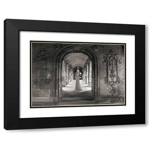 Under a Roman Colonnade Black Modern Wood Framed Art Print with Double Matting by Haute Photo Collection